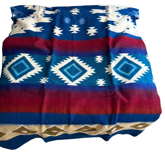 Alpaca Wool Southwestern Style Woven Blanket With Geometric Tribal Patterns New - Picture 2 of 4